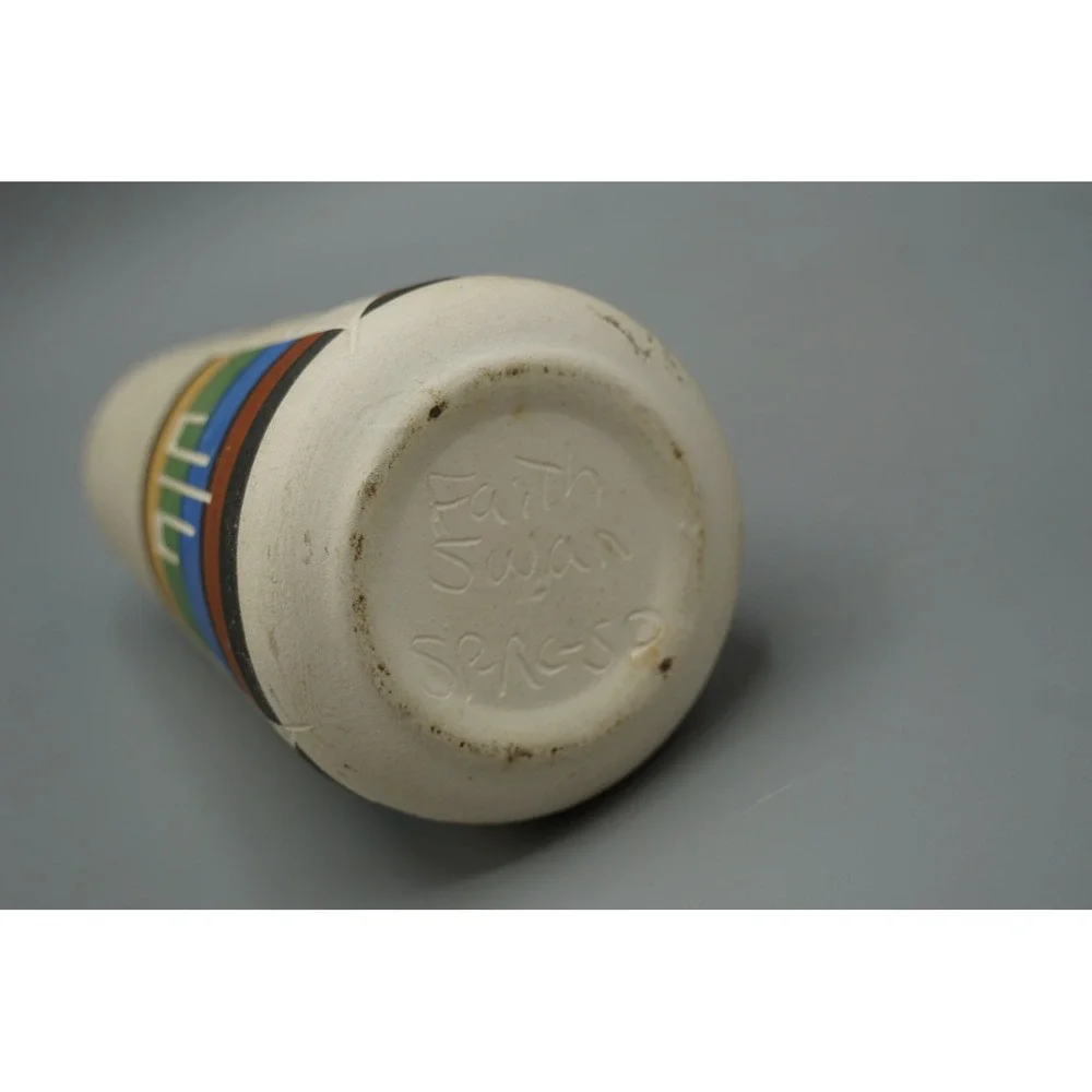 Faith Swan Sioux Native American Pottery Vase South Dakota Polychrome Geometric